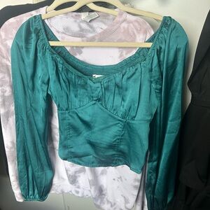 Hollister teal satin corset top
